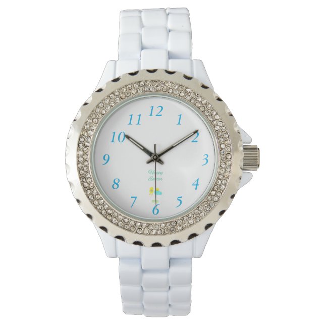Easter Hatchlings Women's Rhinestone White Watch (Front)