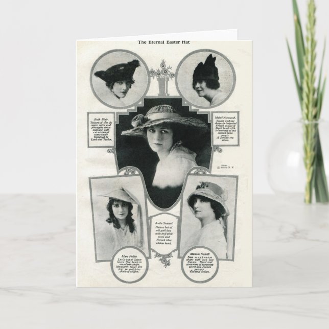 Easter hats vintage 1916 image 5 actresses card (Front)