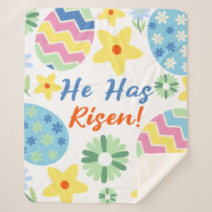 Easter He Has Risen Sherpa Blanket