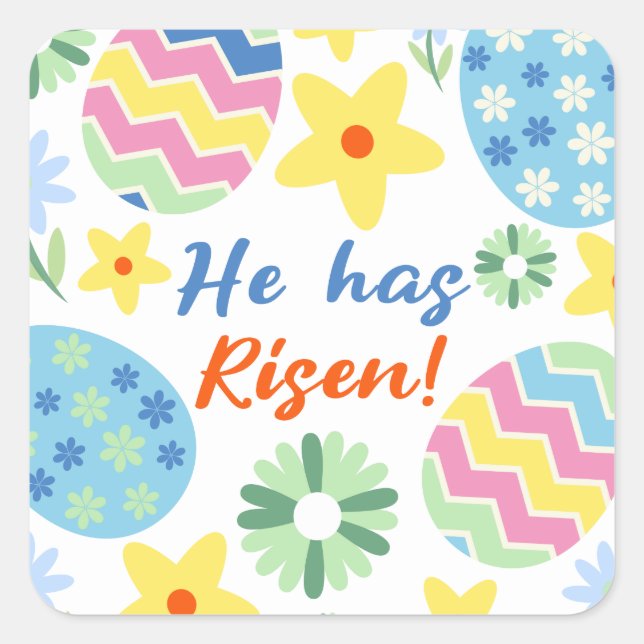 Easter He Has Risen Square Sticker (Front)
