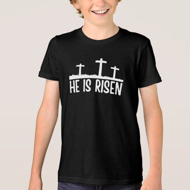 Easter He Is Risen Christian  Tri-Blend Shirt (Front)