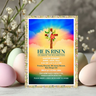 EASTER He Is Risen CHURCH SERVICES Customised Announcement