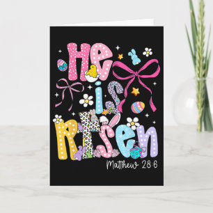 Easter He Is Risen Matthew 286 Coquette Bow Girl W Card