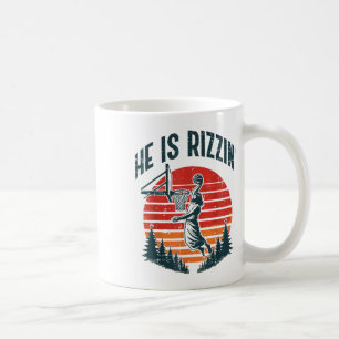 Easter He Is Rizzin Retro Basketball Religious Men Coffee Mug