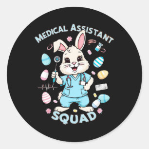 Easter Healthcare Medical Istant Squad Bunny Classic Round Sticker