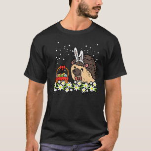 Easter Hedgehog Bunny Eggs On Flowers Cute Women G T-Shirt