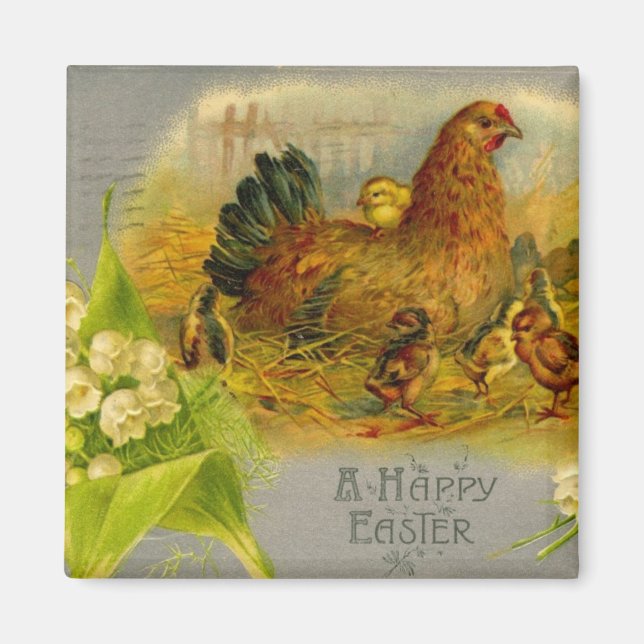 Easter Hen And Chicks Magnet (Front)