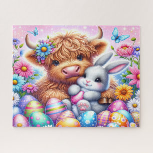 Easter Highland Cow Jigsaw Puzzle