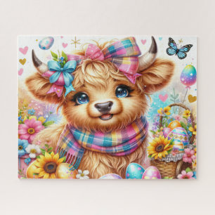 Easter Highland Cow Jigsaw Puzzle