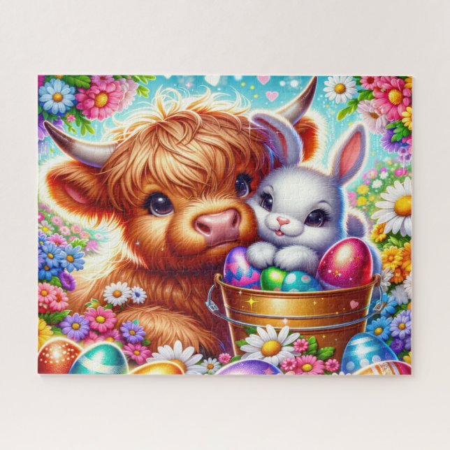 Easter Highland Cow Jigsaw Puzzle (Horizontal)