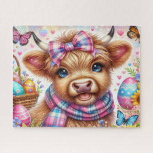 Easter Highland Cow Jigsaw Puzzle