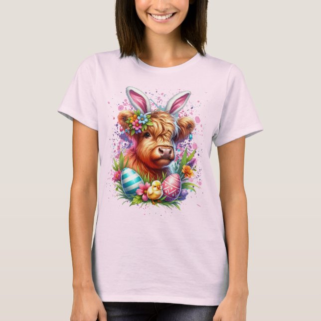 Easter Highland Cow T-Shirt (Front)