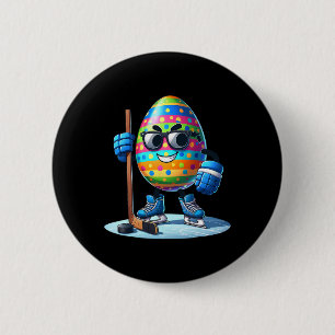 Easter Hockey Lovers Eggs Egg Bunny Rabbits Men Wo 6 Cm Round Badge