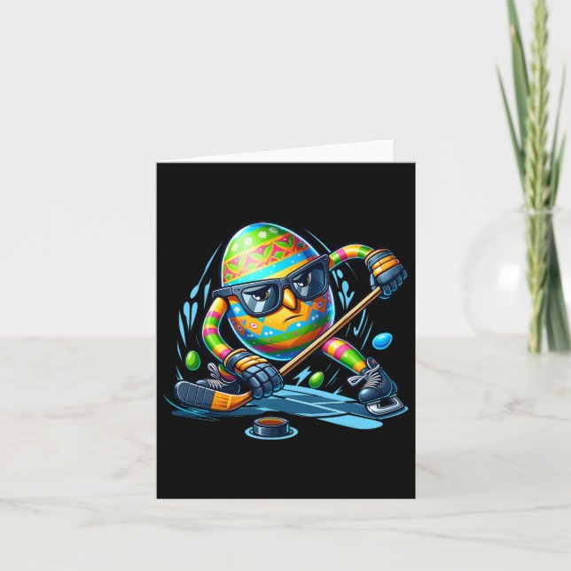 Easter Hockey Player Eggs Egg Bunny Rabbits Men Wo Card (Front)