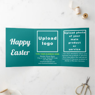 Easter Holiday Business Teal Green Tri-Fold Holiday Card