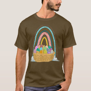Easter Holiday Easter Eggs Basket Rainbow Happy Ea T-Shirt