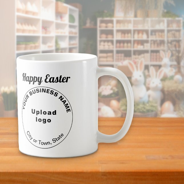 Easter Holiday | Round Shape Business Brand | Mug (Mug with Easter greeting and round shape business branding)