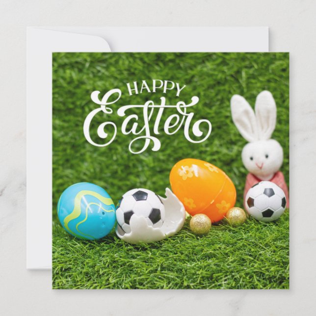 Easter Holiday with Soccer ball Easter Bunny  (Front)