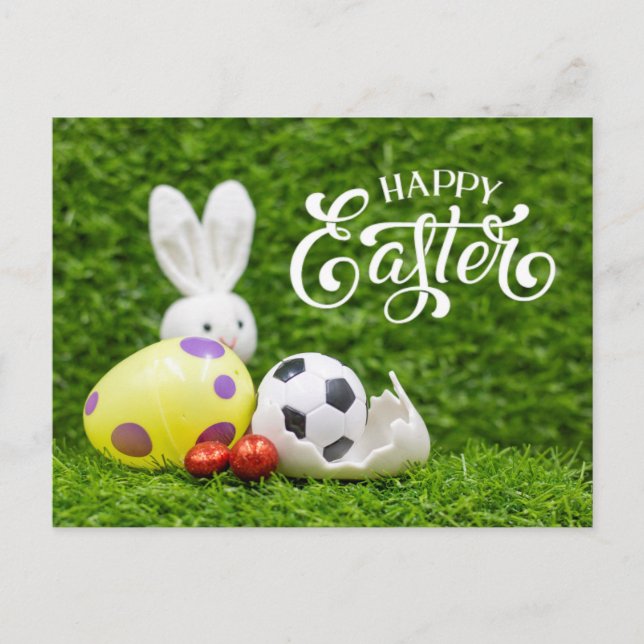 Easter Holiday with Soccer ball Easter Bunny  Post Postcard (Front)