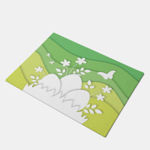 Easter holidays egg green yellow waves doormat