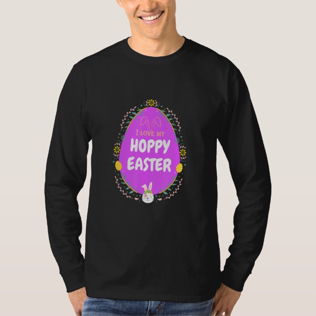 Easter Hoppy Easter Flowers Easter Egg Happy Easte T-Shirt (Front)