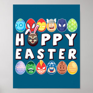 Easter hoppy easter group eggs Easter hoppy easter Poster