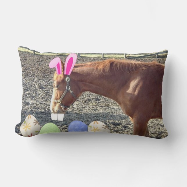 Easter Horse and Pony Lumbar Cushion (Front)