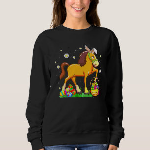 Easter Horse Bunny Ears Eggs Hunting Basket Girls  Sweatshirt