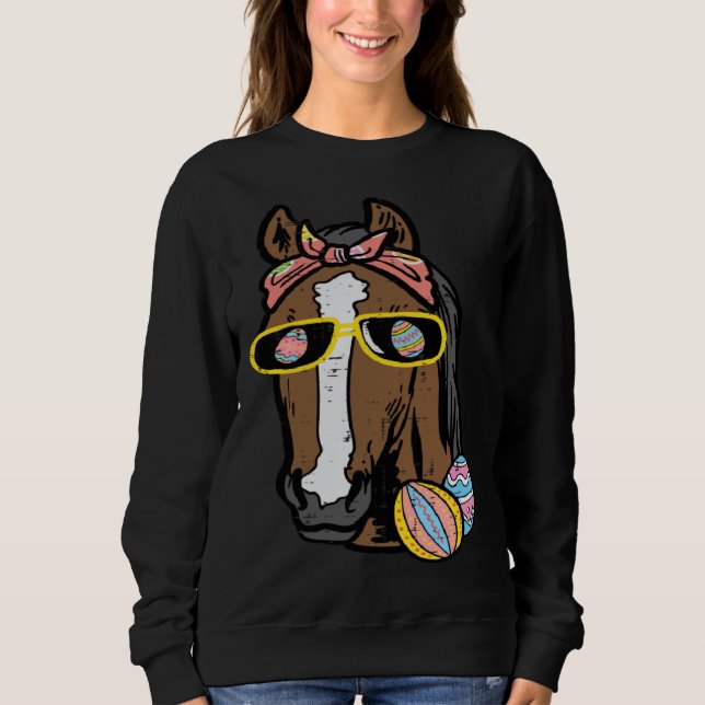 Easter Horse Face Cowgirl Equestrian Women Girls K Sweatshirt (Front)