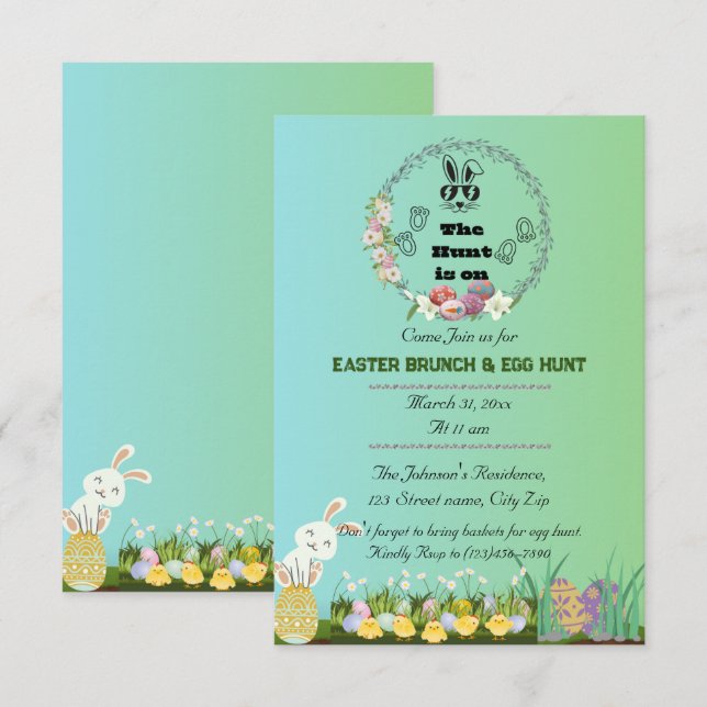 Easter Hunt is On Invitation (Front/Back)