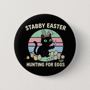 Easter Hunting For Eggs Funny Cat 6 Cm Round Badge