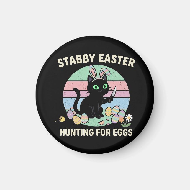 Easter Hunting For Eggs Funny Cat Magnet (Front)
