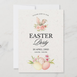 Easter Invitation 2025 Cute Bunny for your party 
