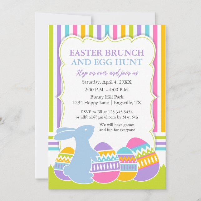Easter Invitation Bunny Egg Hunt or Brunch (Front)