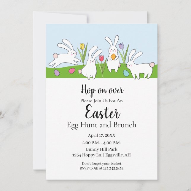 Easter Invitation for Egg Hunt Brunch Birthday (Front)
