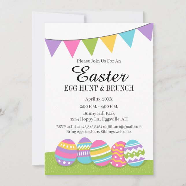 Easter Invitation for Egg Hunt or Brunch (Front)