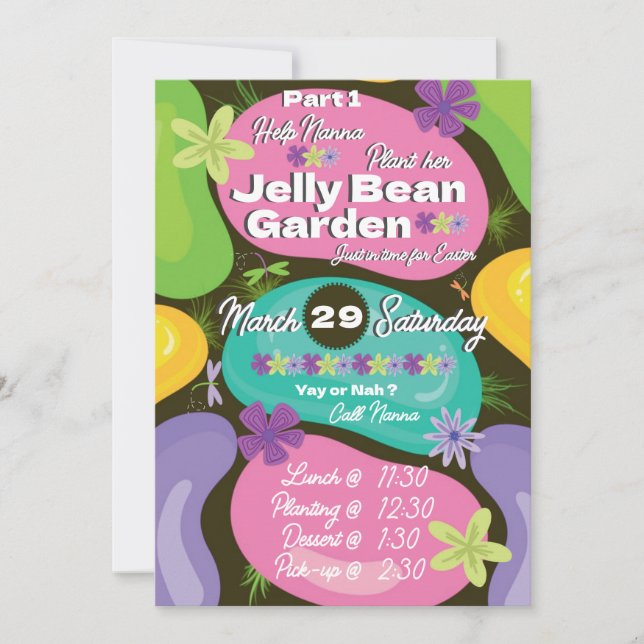 Easter Invitation Jelly Bean Garden Party (Front)