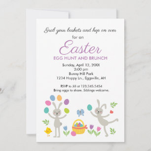 Easter Invitation Juggling Bunny and Egg Hunt
