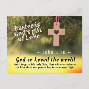 Easter is God's Gift of Love, John 3:16 Scripture. Postcard