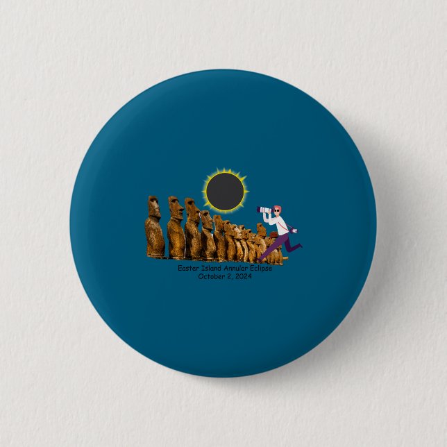 Easter island annular eclipse t shirt  6 cm round badge (Front)