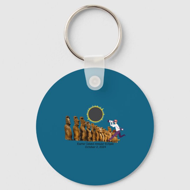 Easter island annular eclipse t shirt  key ring (Front)