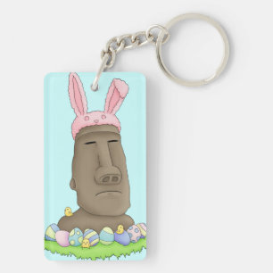 Easter Island Bunny Parody Key Ring
