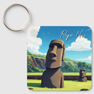 Easter Island Chile Moai Travel Key Ring