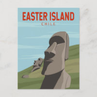 Easter Island Chile Retro Travel Art Vintage