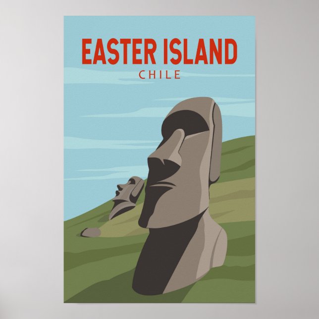 Easter Island Chile Retro Travel Art Vintage Poster (Front)