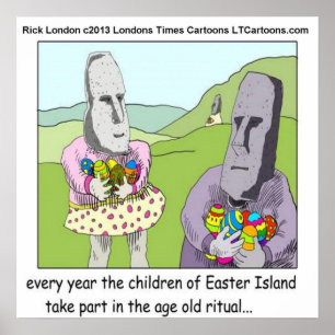 Easter Island Egg Hunt by Rick London Poster
