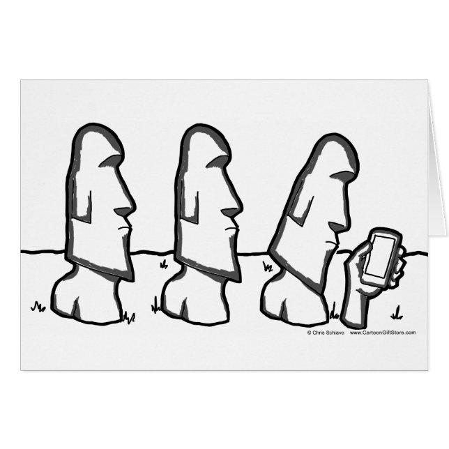 Easter Island Head Cartoon Greeting Card (Front Horizontal)