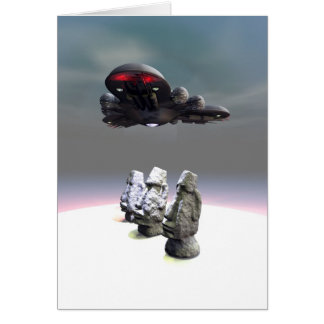 Easter Island Heads and UFO Card