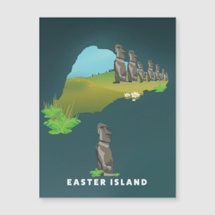 Easter island Illustrated Map travel poster print.