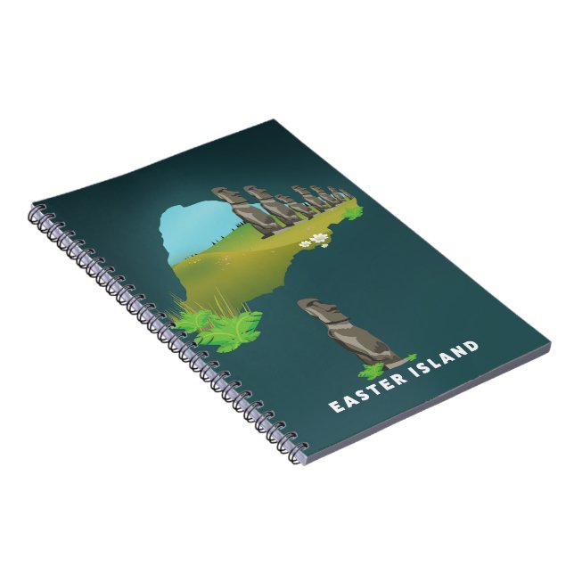 Easter island Illustrated Map travel poster print. Notebook (Right Side)